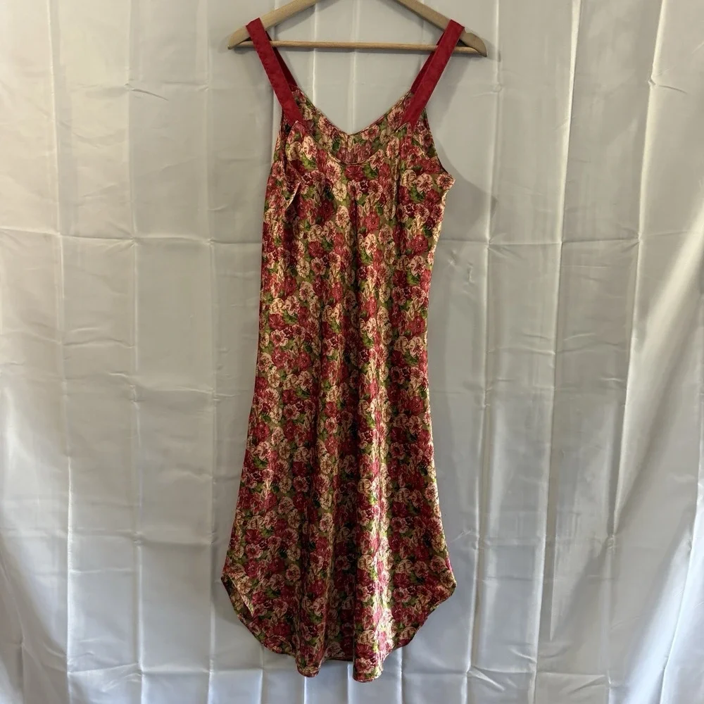 Vintage Pinx Nightgown M Floral Made USA Satin‎ Floral Lingerie Sexy Cottagecore